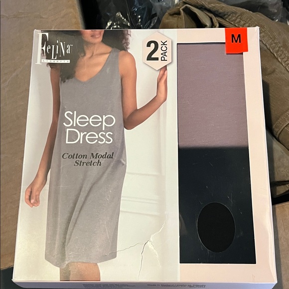 Felina Cotton Modal Stretch Chemise 2-Pack - Gray - Picture 1 of 2